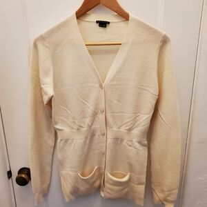 Theory Cream Button-Up Cardigan